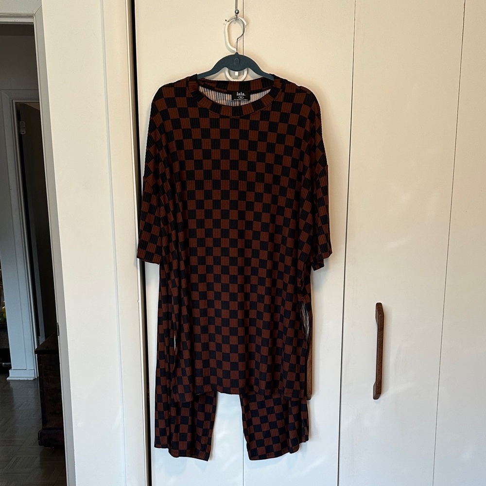 Dressed in LALA Black and Brown Checkered Set